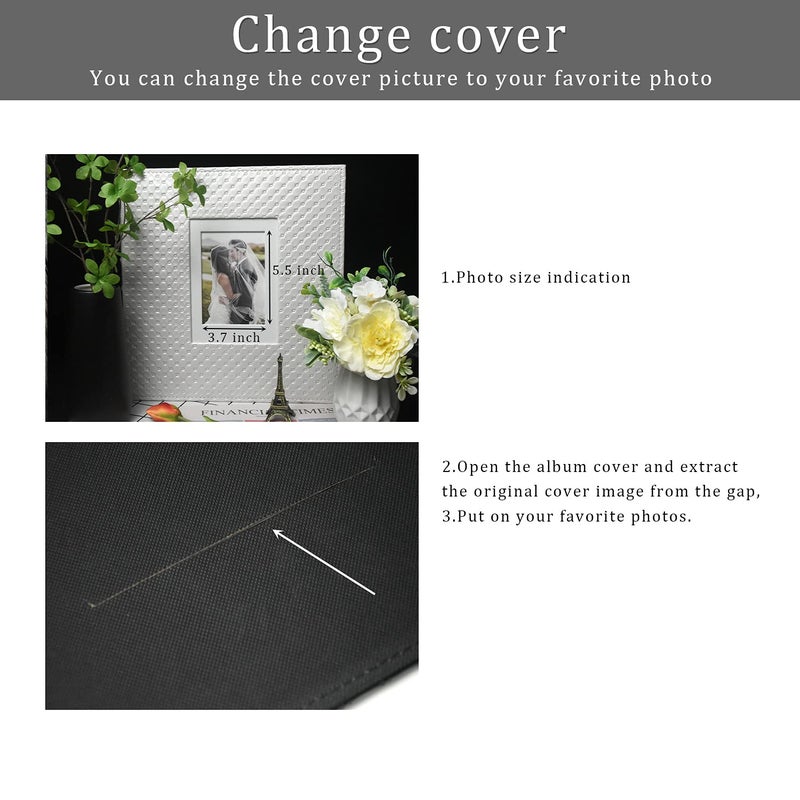 fazhongfa Photo Album fazhongfa Photo Books for 4x6 Pictures Large Capacity Wedding Albums Hold 500 Photos for Family Couple Memories Book Birthday Anniversary Travel Foto Album Acid Free (Silver) - Image 3